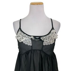 Passion Forever Black Nighty Size Medium French Maid Inspired Bows Coquette